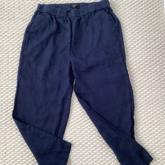 Quince 100% European Linen Pants Deep Navy Cropped Women’s Medium Relaxed - Picture 3 of 8